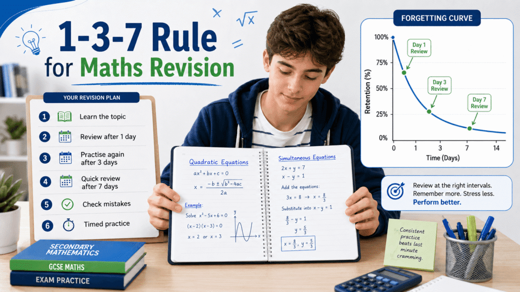 Maths revision strategy using the 1-3-7 rule for Secondary students