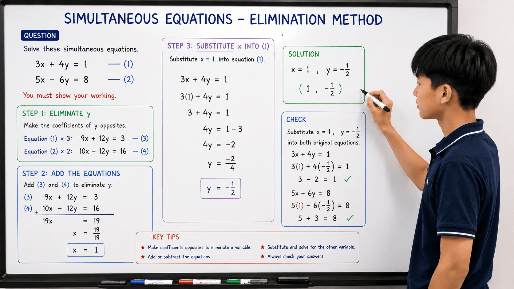 simultaneous equations O Level Maths elimination method with full working